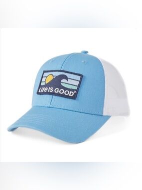 Life Is Good Adult Wave Hard Mesh Back Cap in Cool Blue NEW W TAGS